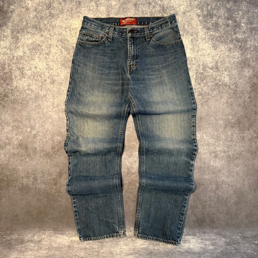 Arizona Jean Co Mens 30x32 Relaxed Straight Leg Blue Denim Jeans 100%‎ Cotton
